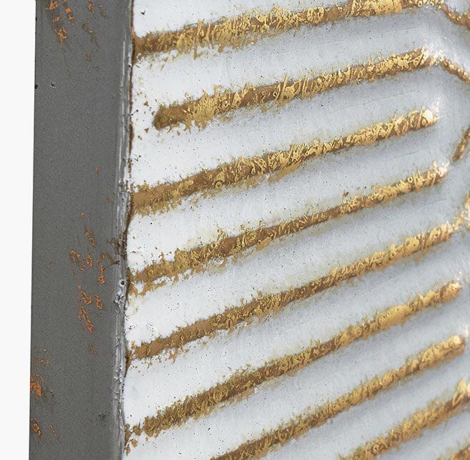 Bliss White & Gold Large Textured Metal Wall Art - Image 3