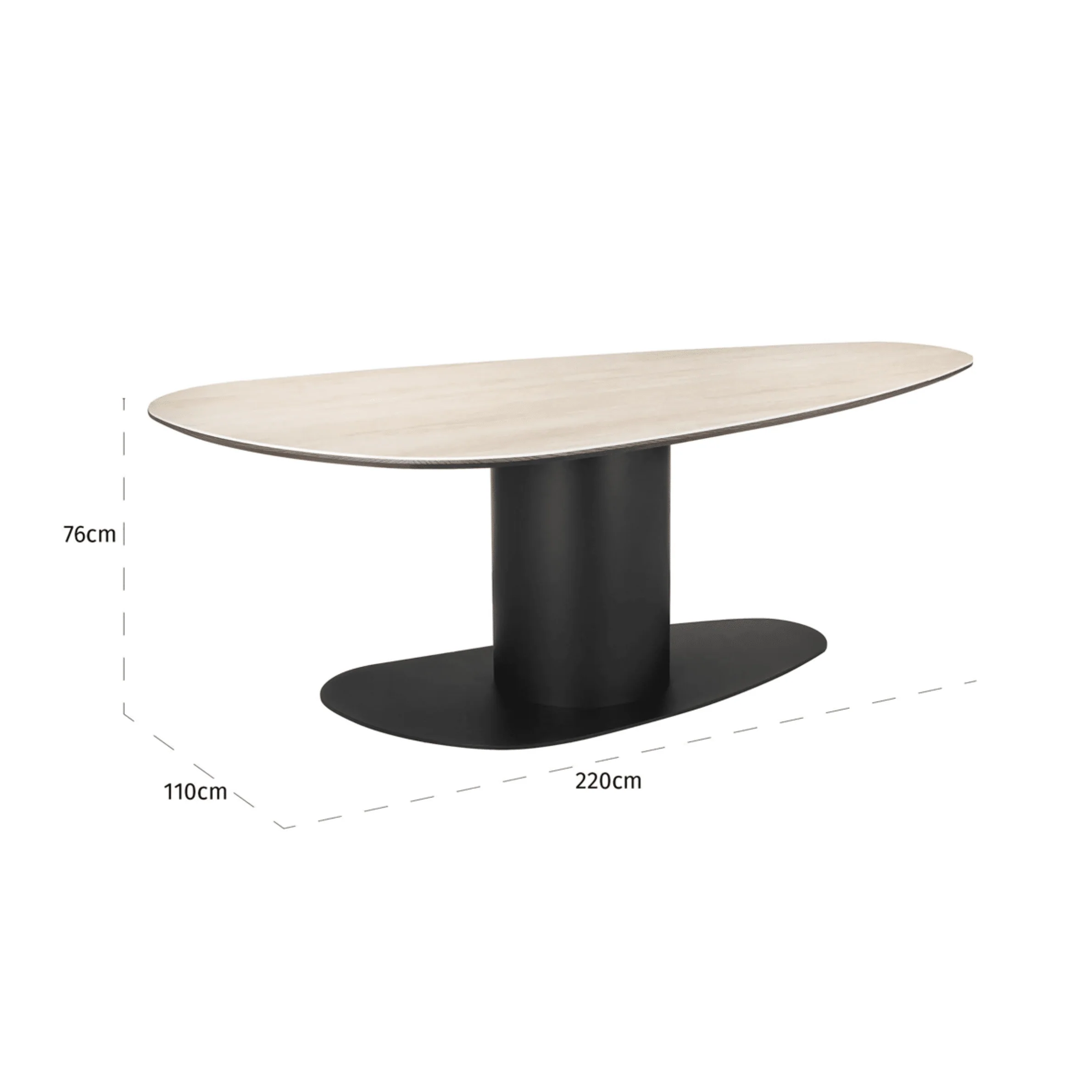 Bordeaux Black Oval Dining Table with Travertine Top - Image 3