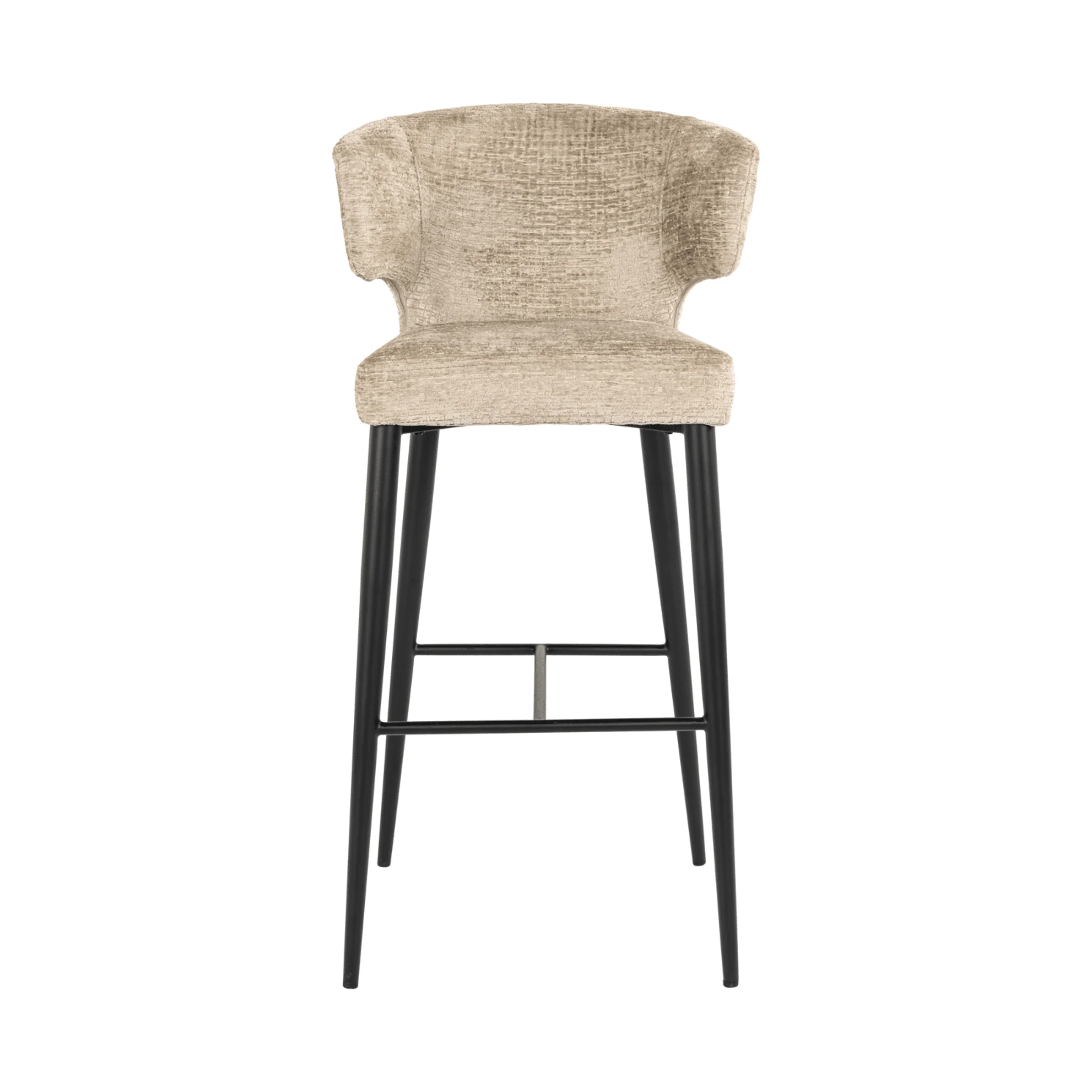 Bourton Beige Chenille Bar Stool with Black Legs - Image 3