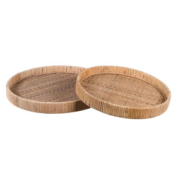 Bree Set of 2 Natural Rattan Round Trays - Image 4