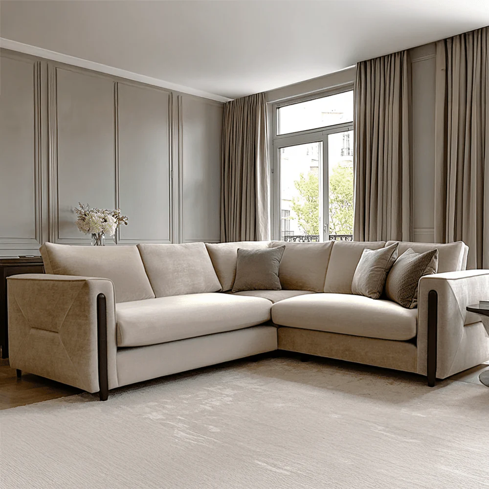 Brooklyn Stone Velvet Sofa Range with Walnut Leg Detail - Image 2