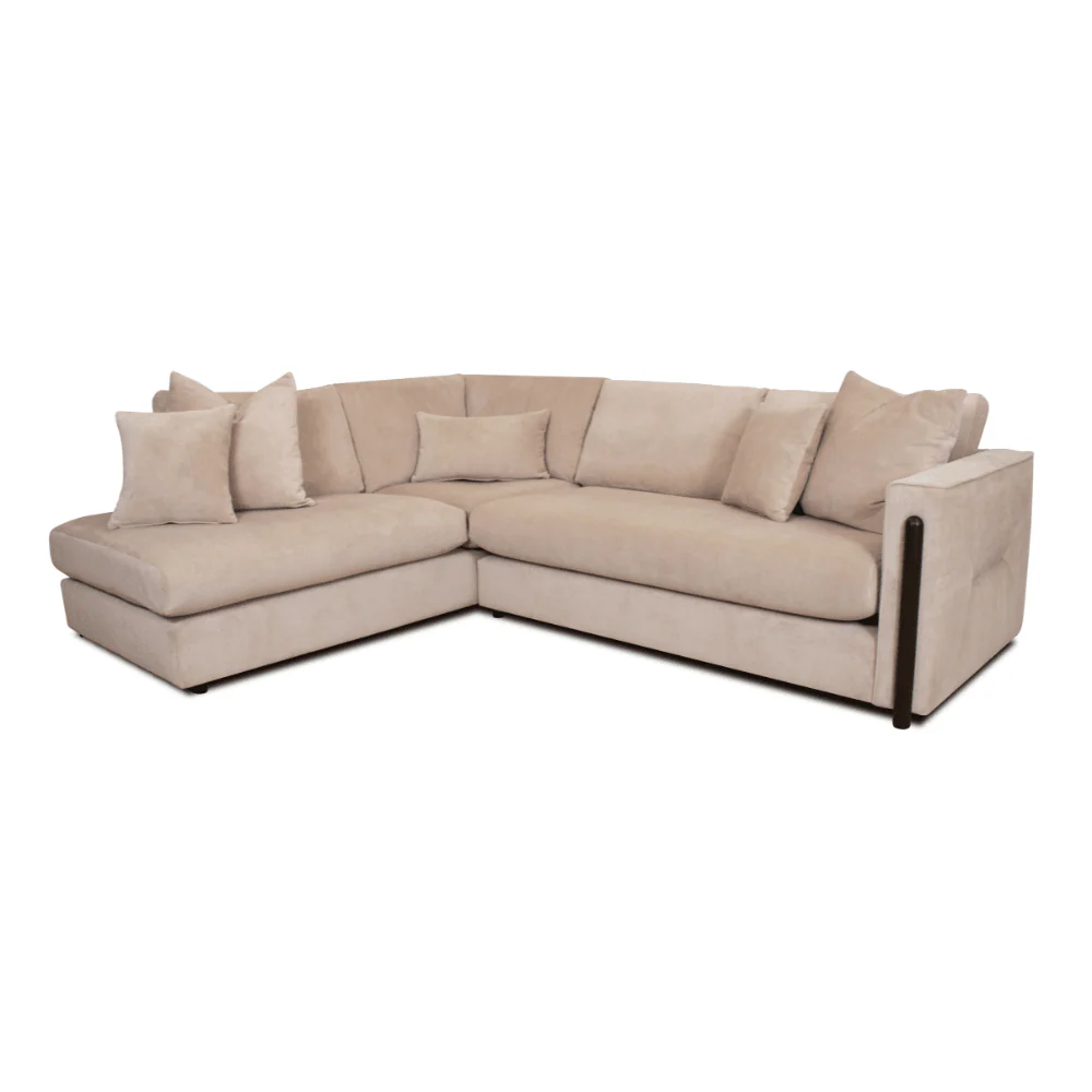Brooklyn Stone Velvet Sofa Range with Walnut Leg Detail - Image 3