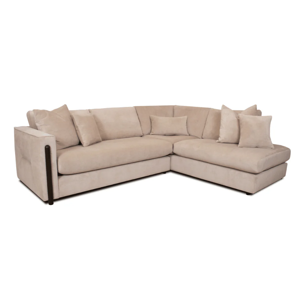 Brooklyn Stone Velvet Sofa Range with Walnut Leg Detail - Image 4