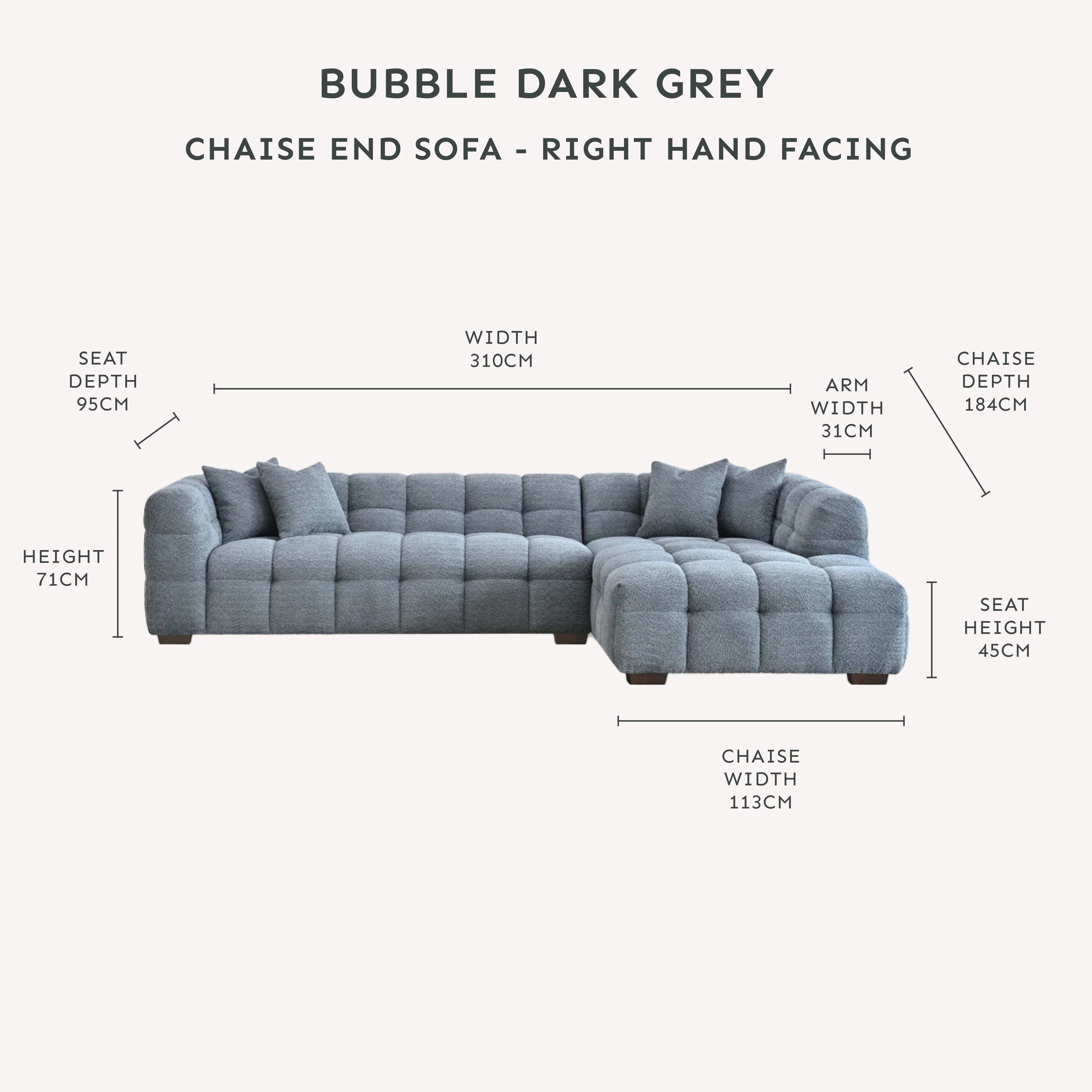 Bubble Tufted Dark Grey Boucle Chunky Sofa - Image 5