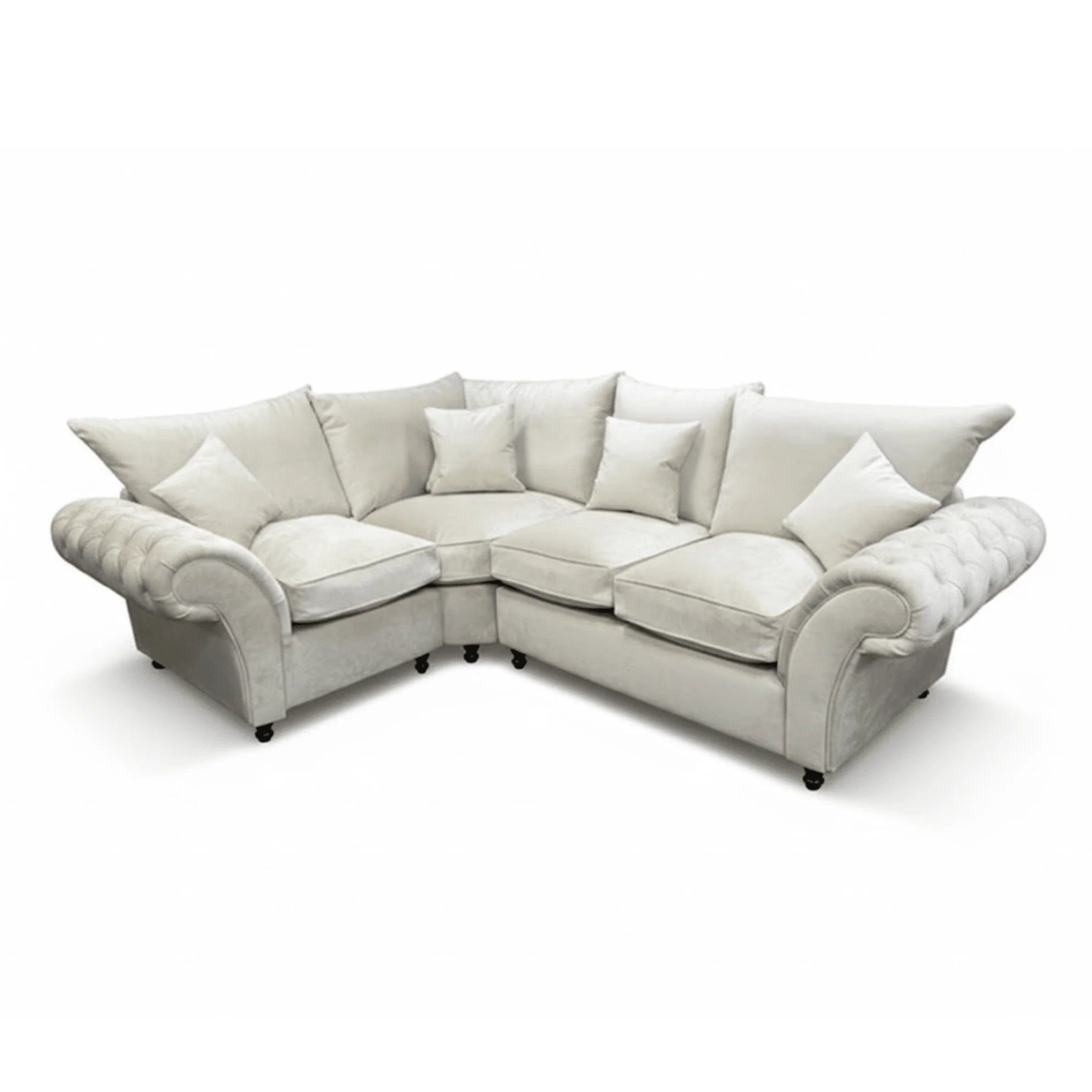 Buckingham Vanilla Velvet Chesterfield Left Hand Facing Corner Sofa - Image 2