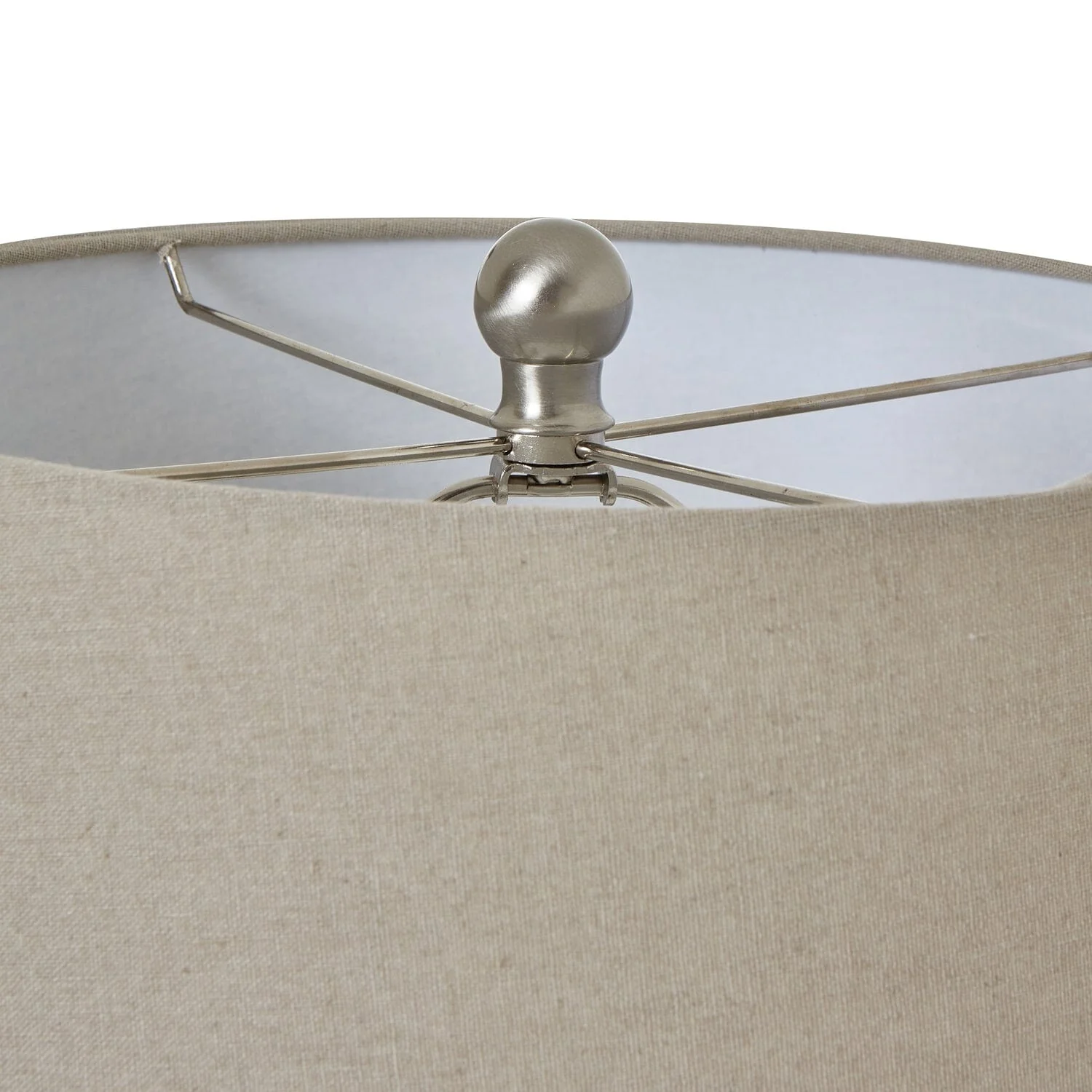 Burford Ceramic White Table Lamp with Taupe Linen Shade - Image 4