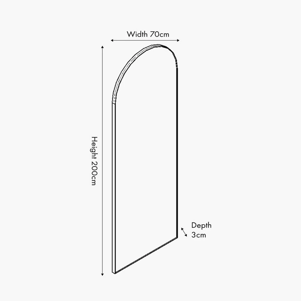 Cairns Brushed Silver Arched Floor Mirror - Image 7