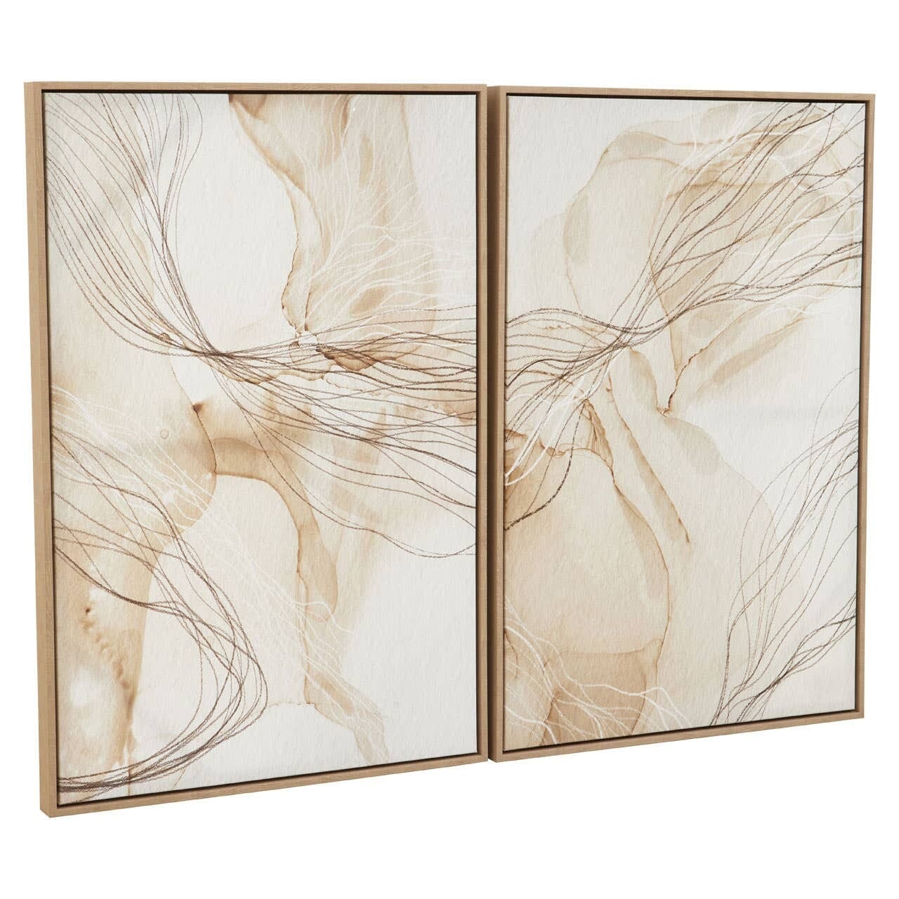 Calais Neutral Abstract Wall Art in Wooden Frame- Set of 2 - Image 3