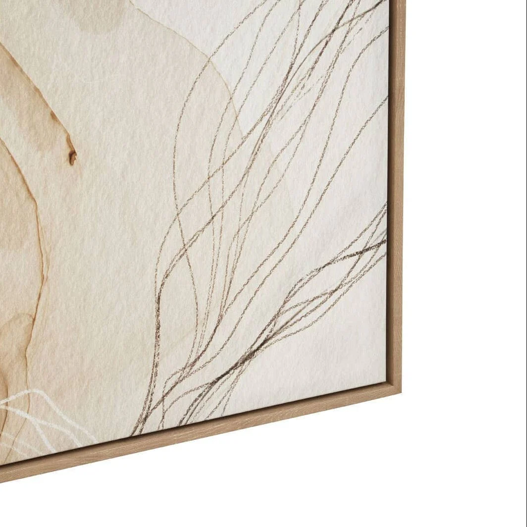 Calais Neutral Abstract Wall Art in Wooden Frame- Set of 2 - Image 5