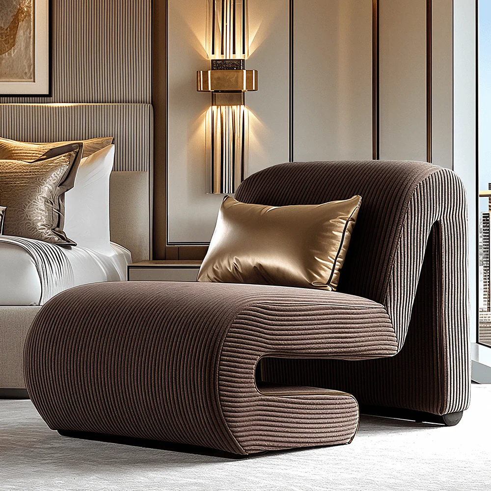 Calliope Brown Corduroy Statement Accent Chair