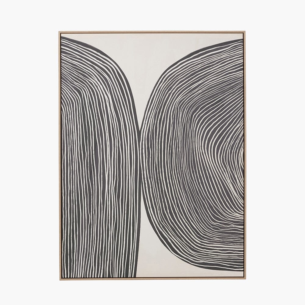 Calverton Black & Cream Abstract Canvas Wall Art with Wooden Frame - Image 2