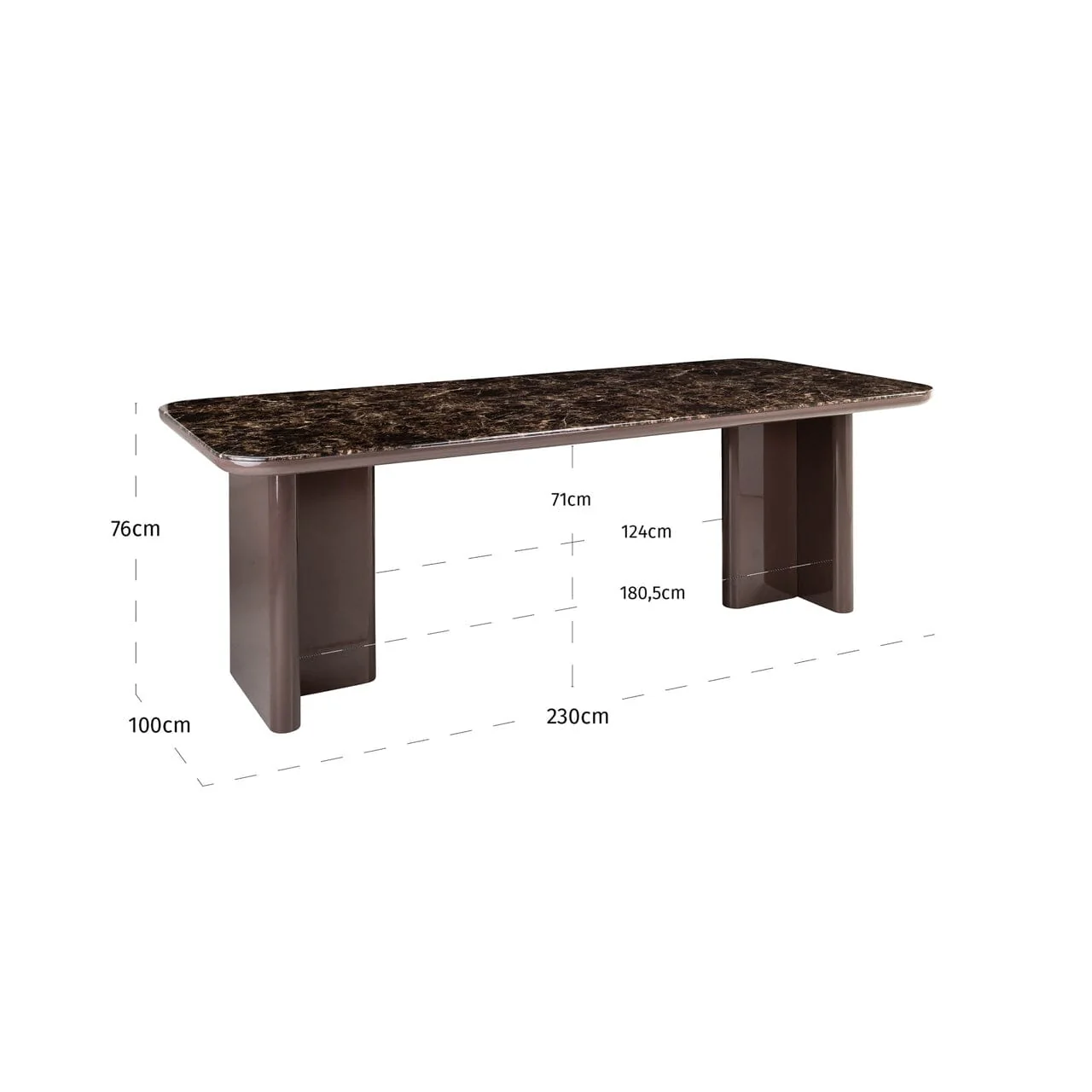Calvin Dark Chocolate Dining Table with Ceramic Marble Top - Image 7