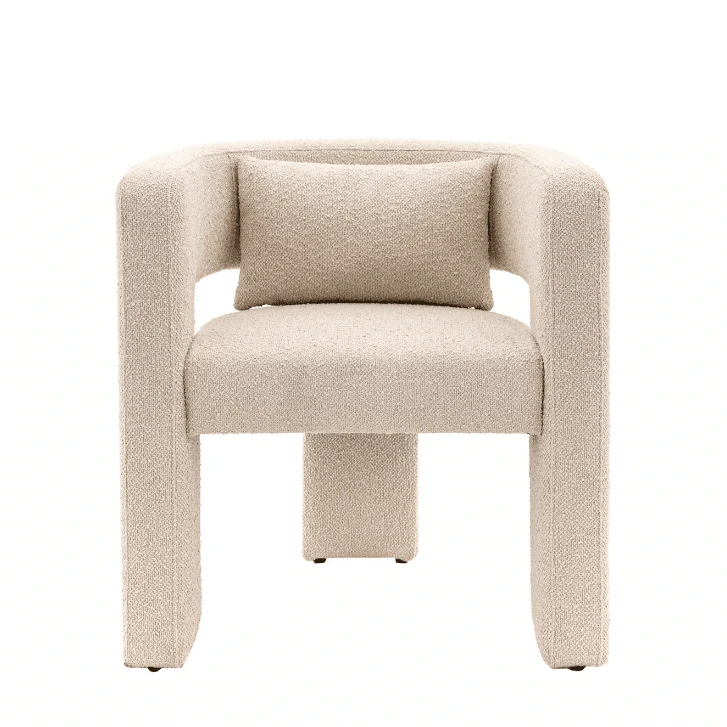 Camden Cream Boucle Curved Back Accent Chair - Image 3