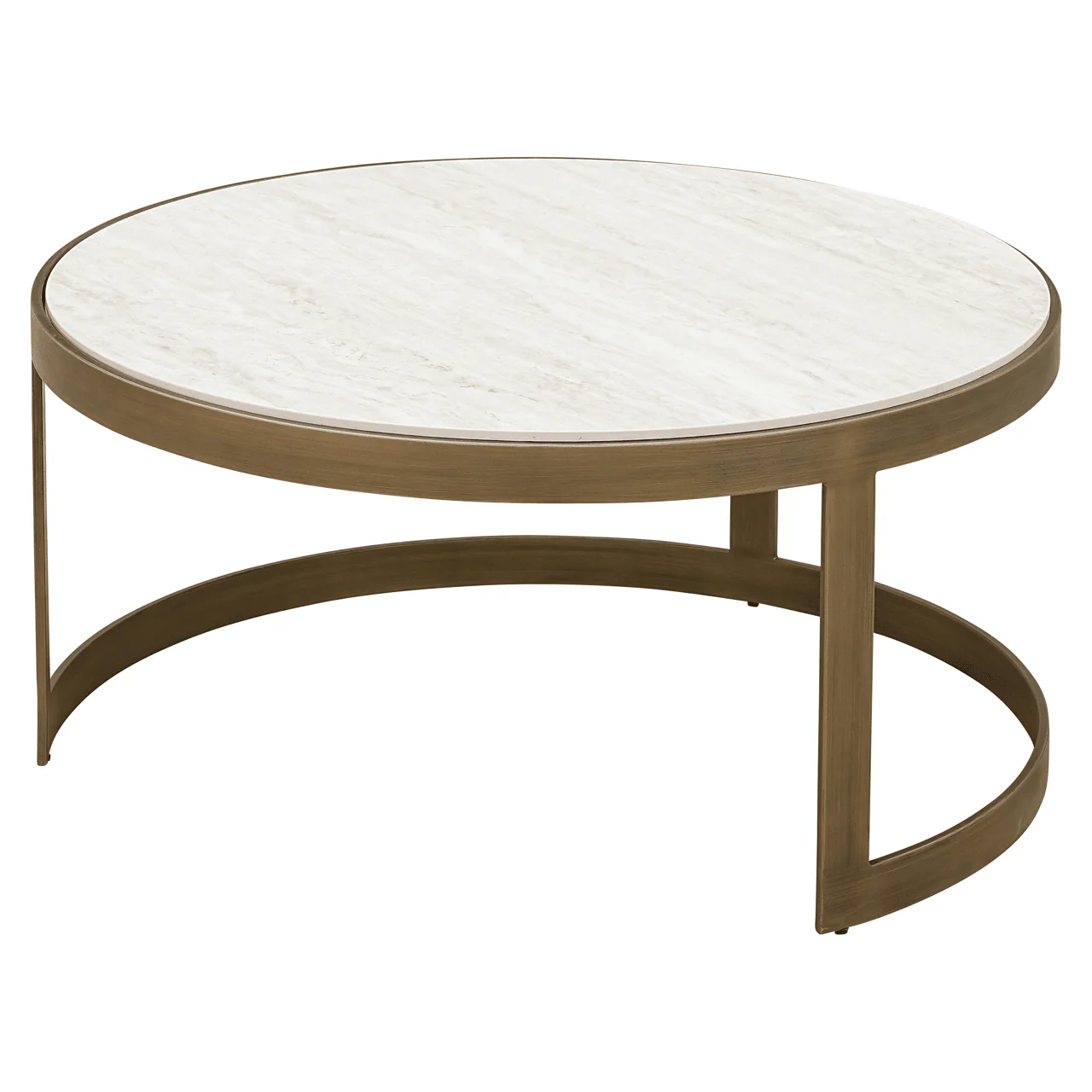 Camille Luxury Cream & Gold Ribbed Nested Coffee Tables with Ceramic Marble Top - Image 4
