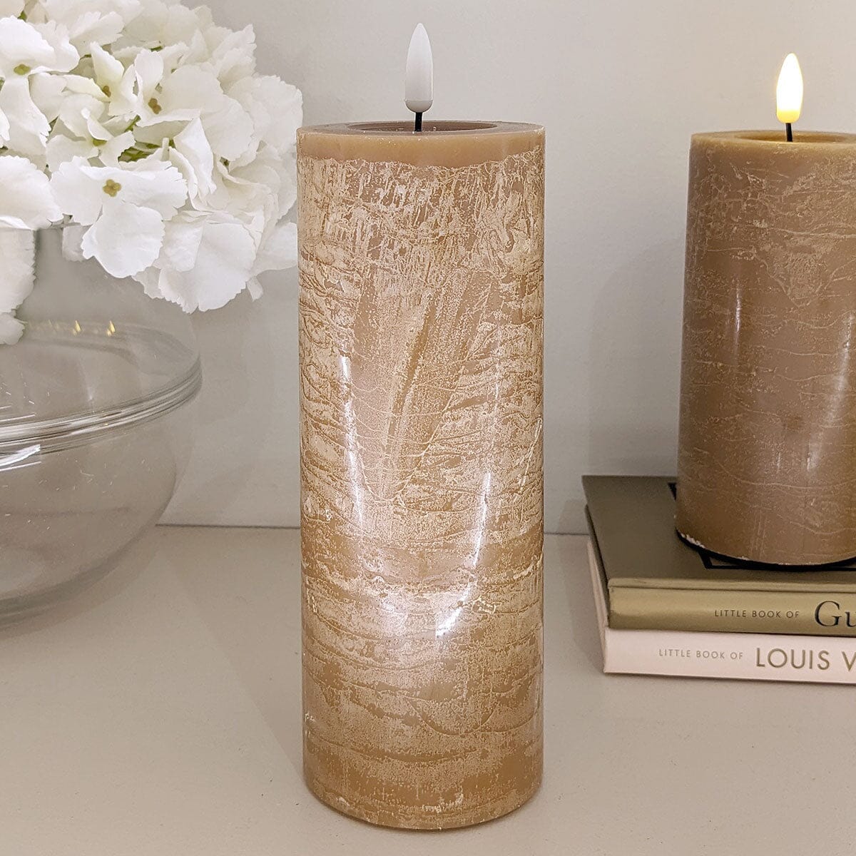 Caramel Realistic LED Candle - 20cm - Image 2