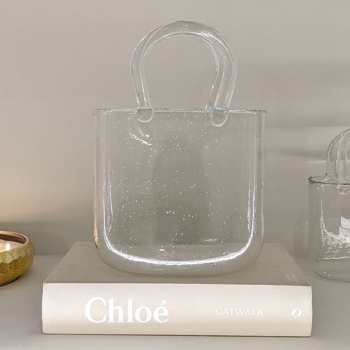 Carina Bubbled Glass Decorative Handbag Vase - Image 3