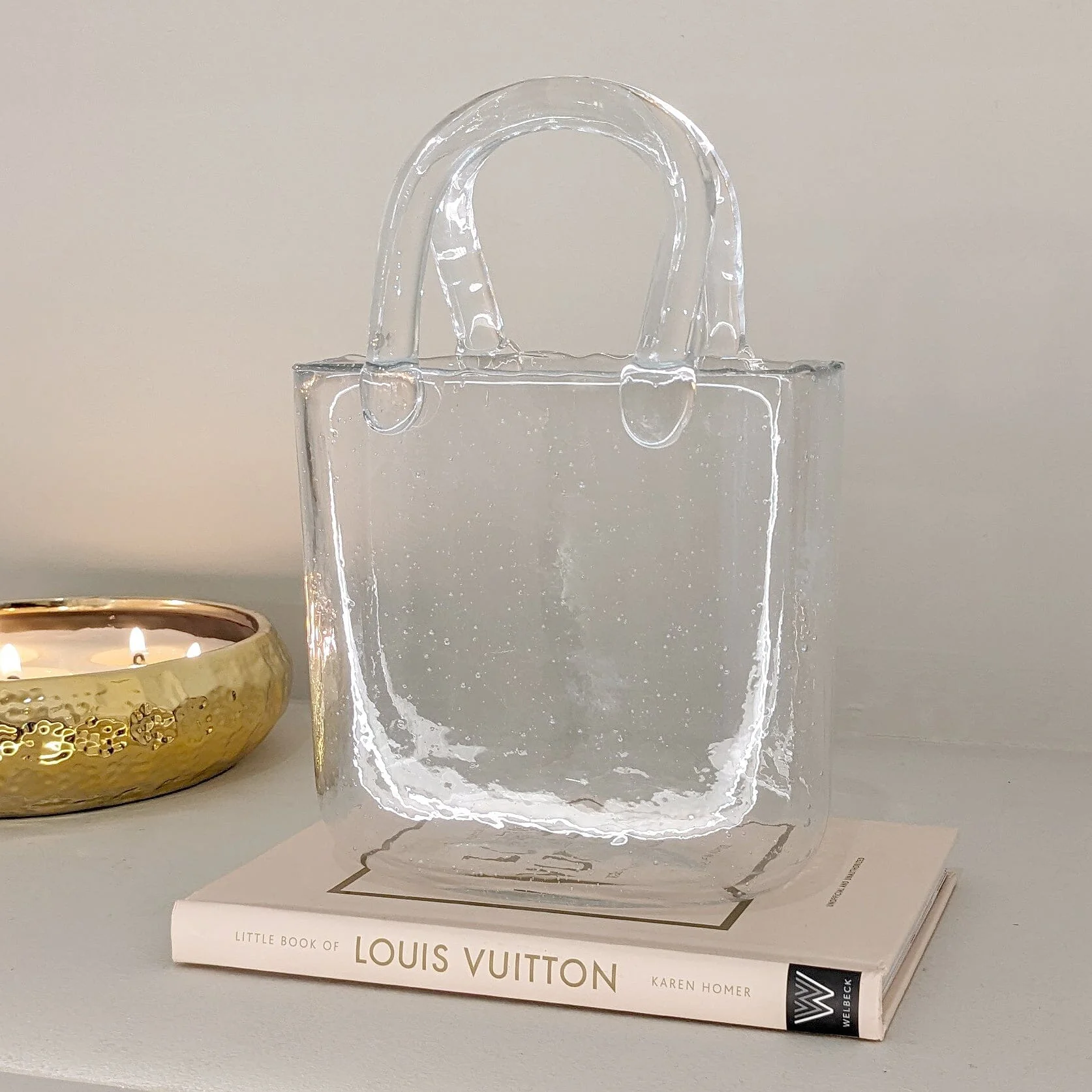 Carina Petite Bubbled Glass Decorative Handbag Vase - Image 3