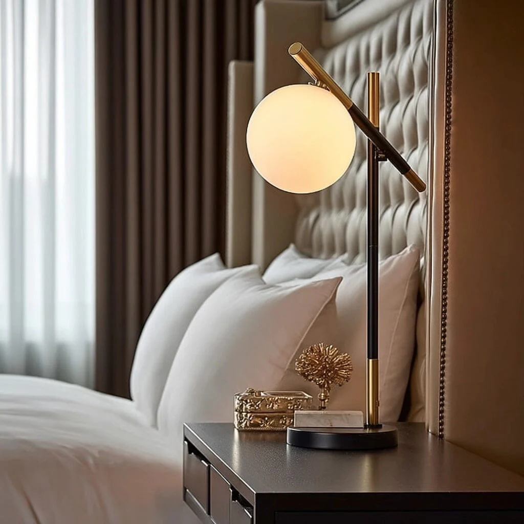Carrara Black Orb Table Lamp