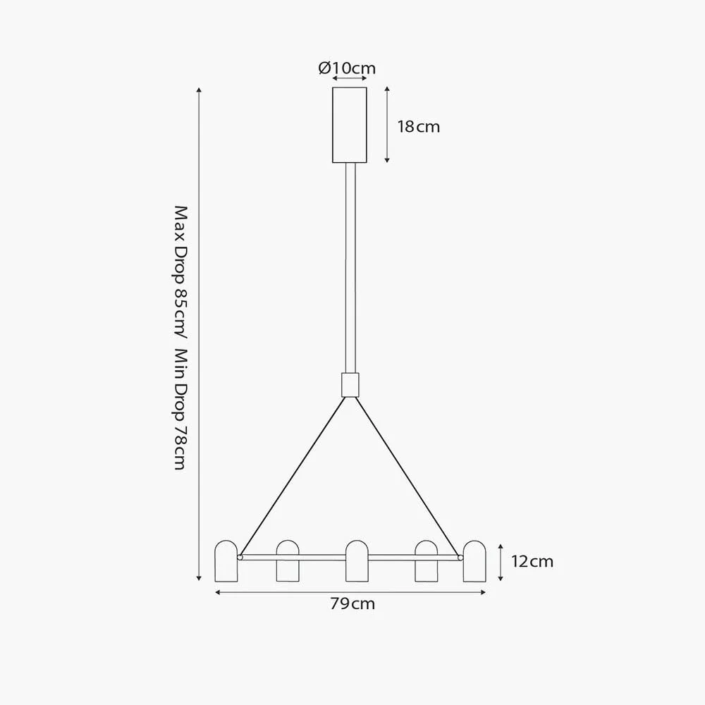 Carrara Black & Rose Gold Round 8 Light LED Pendant Ceiling Light - Image 5