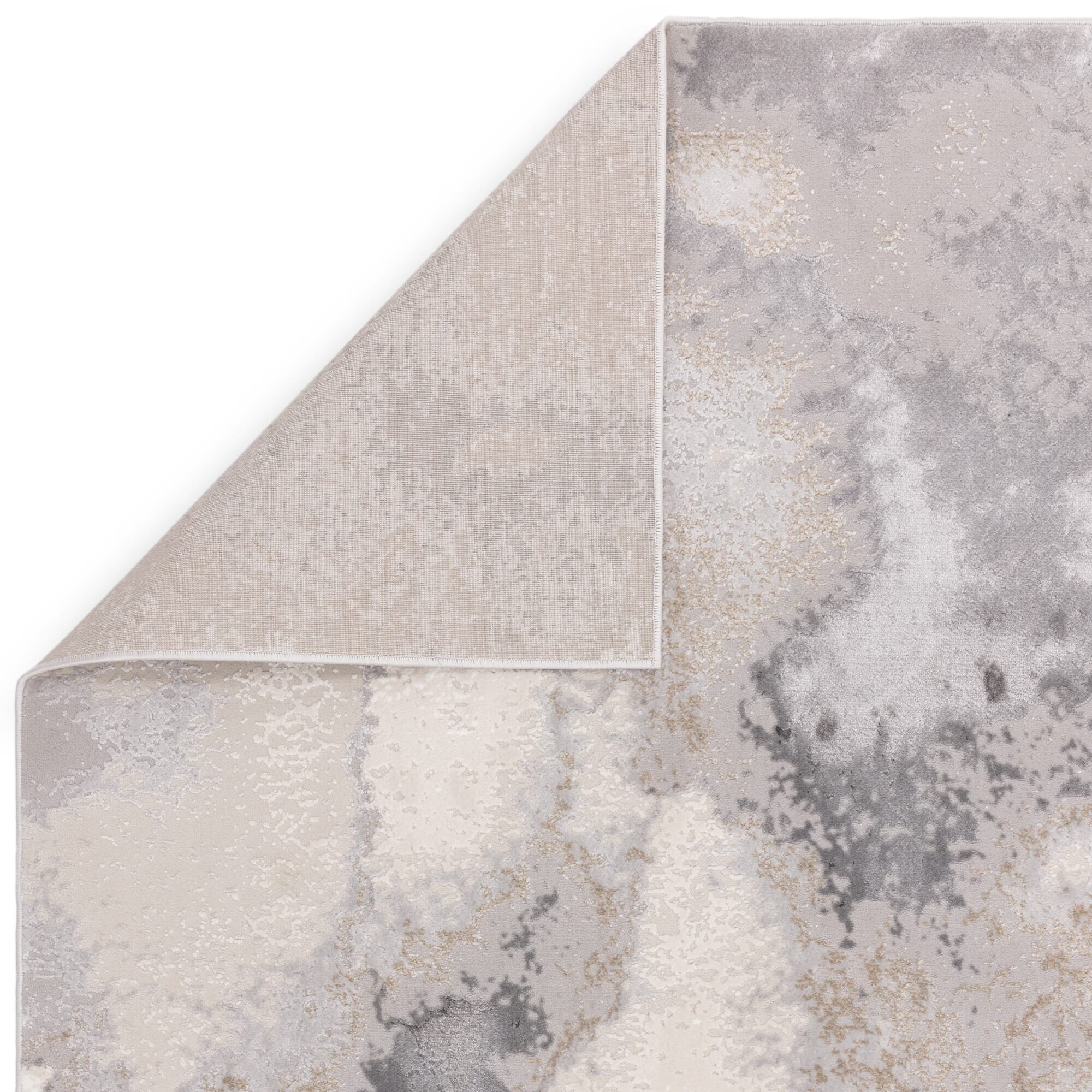 Caselle Grey & Cream Metallic Abstract Rug - Image 3