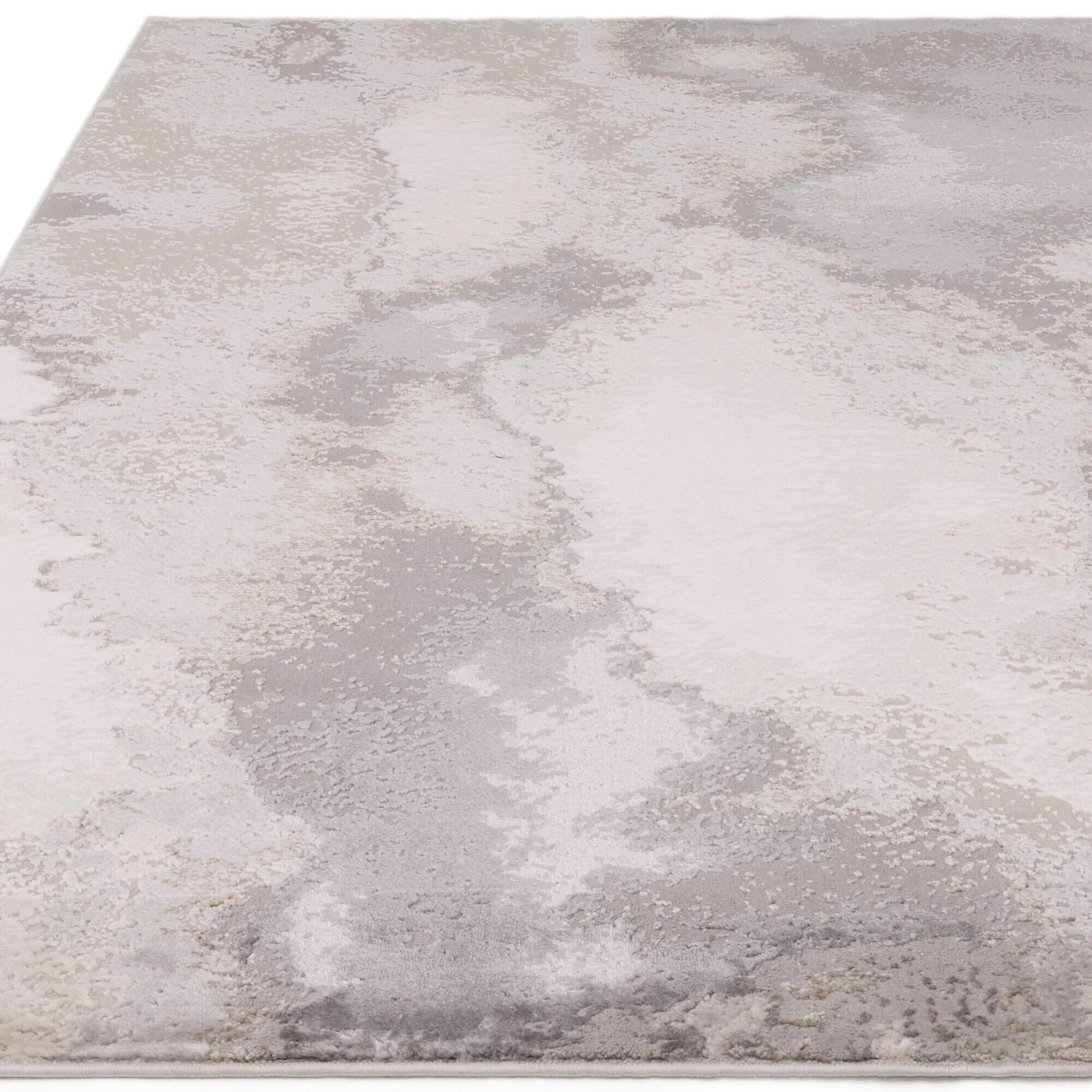 Caselle Grey & Cream Metallic Abstract Rug - Image 4