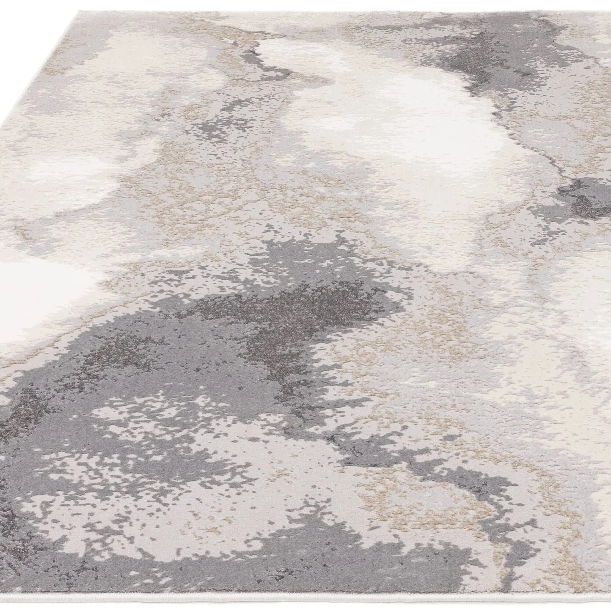 Caselle Grey & Cream Metallic Abstract Rug - Image 5