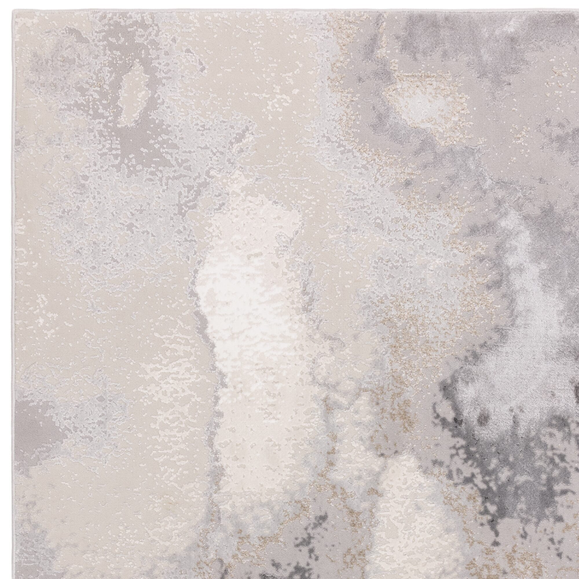 Caselle Grey & Cream Metallic Abstract Rug - Image 6