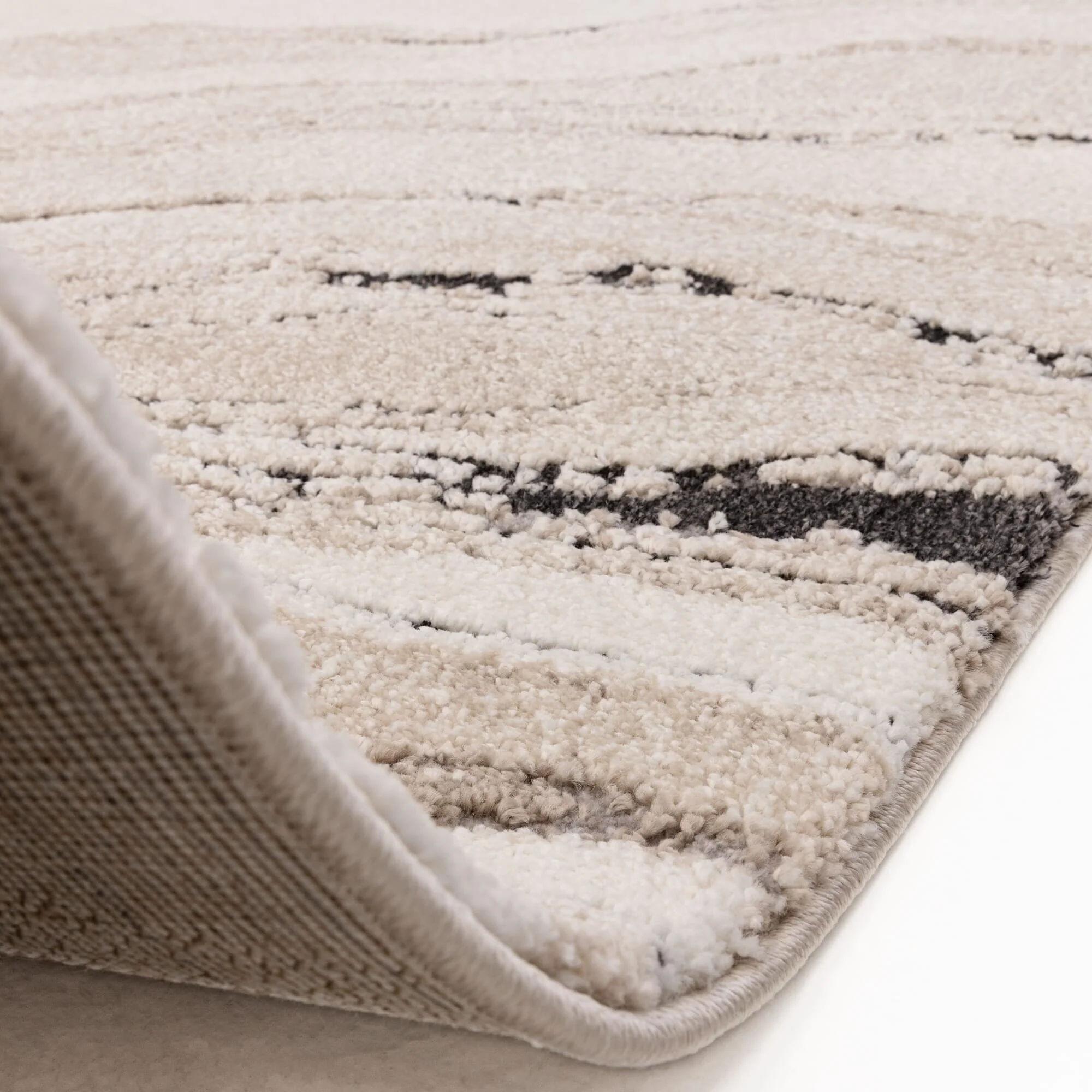 Casoria Cream & Beige Marble Effect Rug - Image 3