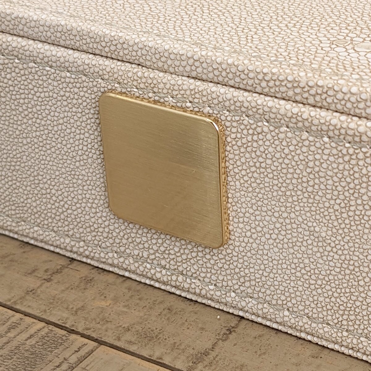 Cassandra Ivory Faux Shagreen Trinket Box with Gold Detailing - Image 4