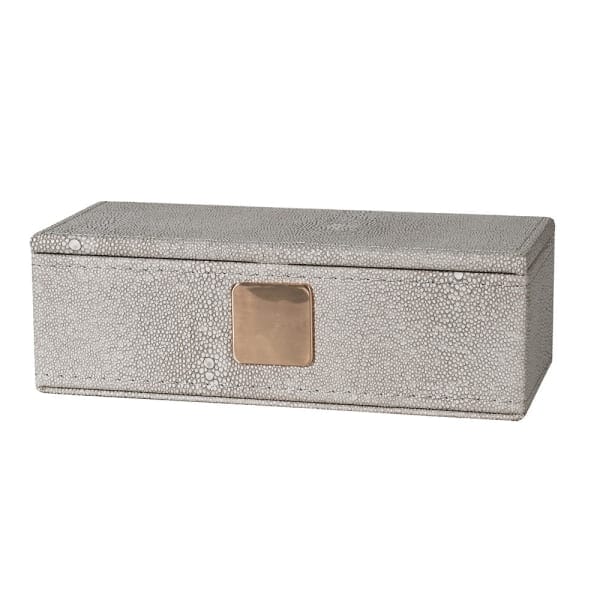 Cassandra Ivory Faux Shagreen Trinket Box with Gold Detailing - Image 5