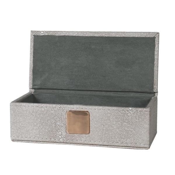 Cassandra Ivory Faux Shagreen Trinket Box with Gold Detailing - Image 6