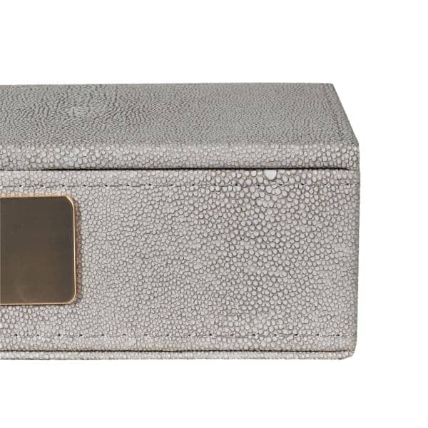 Cassandra Ivory Faux Shagreen Trinket Box with Gold Detailing - Image 7