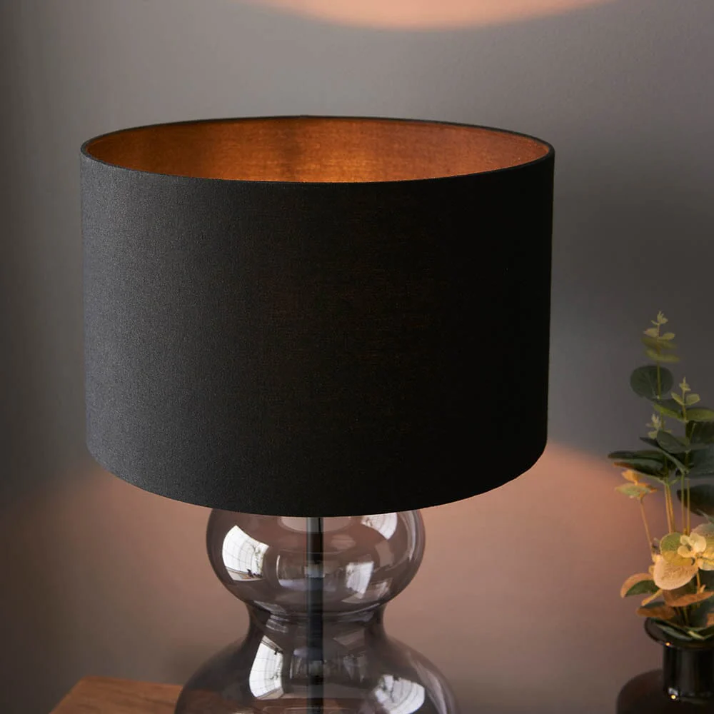 Cassie Tinted Glass Table Lamp with Black Shade - Image 2