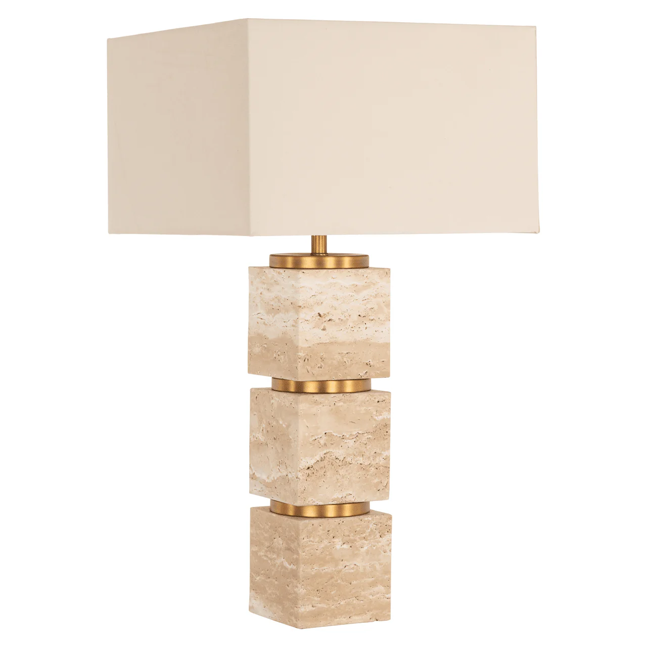 Catia Large Travertine & Gold Table Lamp - Image 2