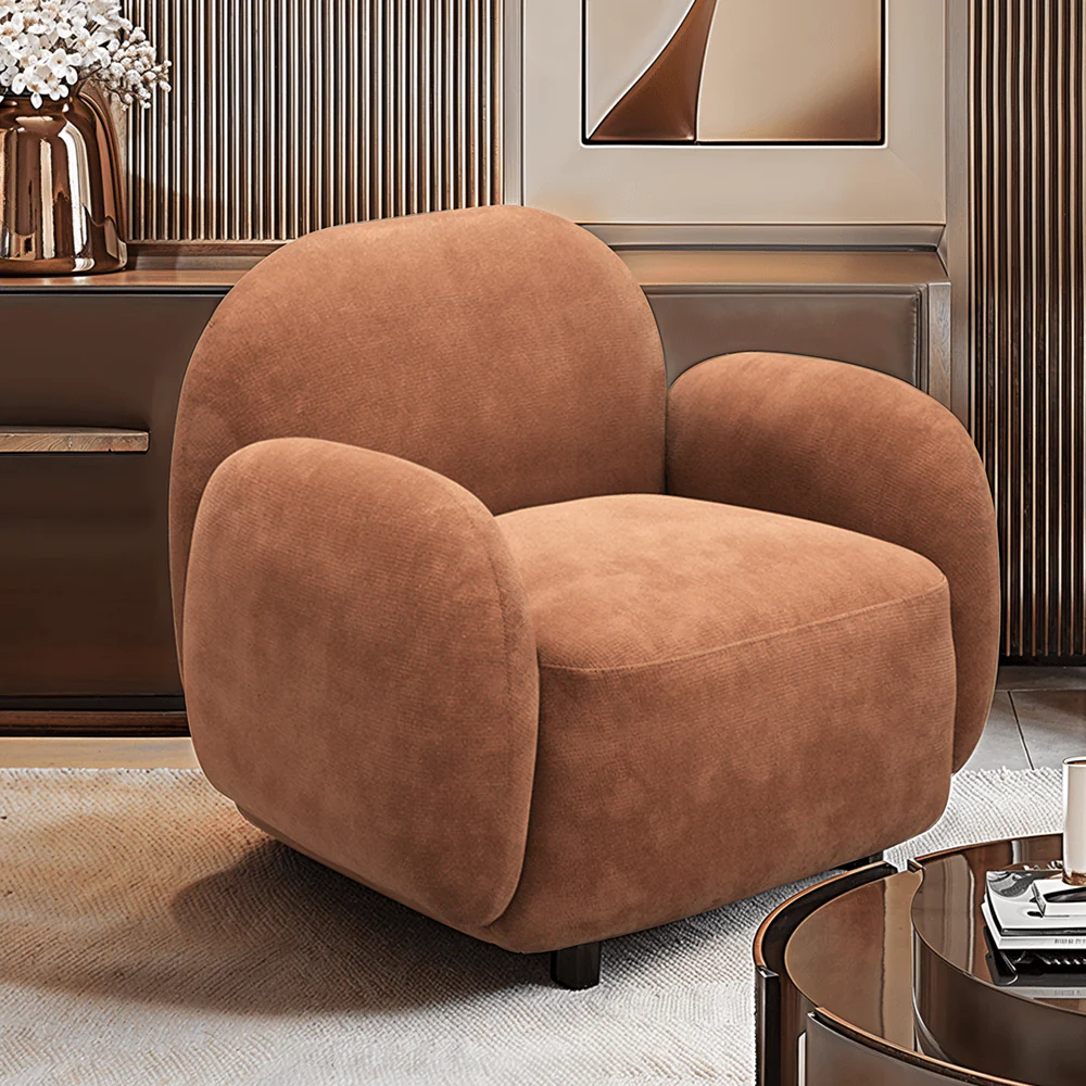 Celio Rust Textured Curved Modern Armchair