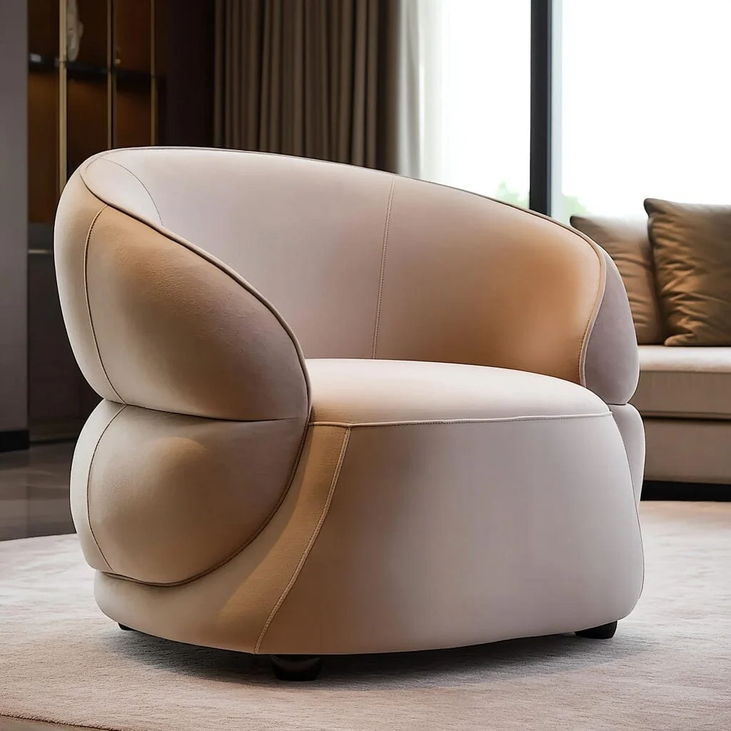 Cellio Stone Velvet Curved Armchair