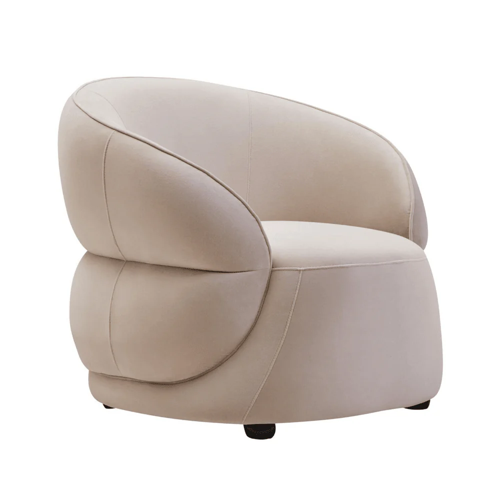 Cellio Stone Velvet Curved Armchair - Image 2