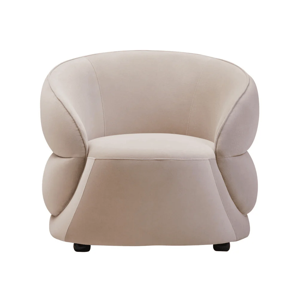 Cellio Stone Velvet Curved Armchair - Image 3