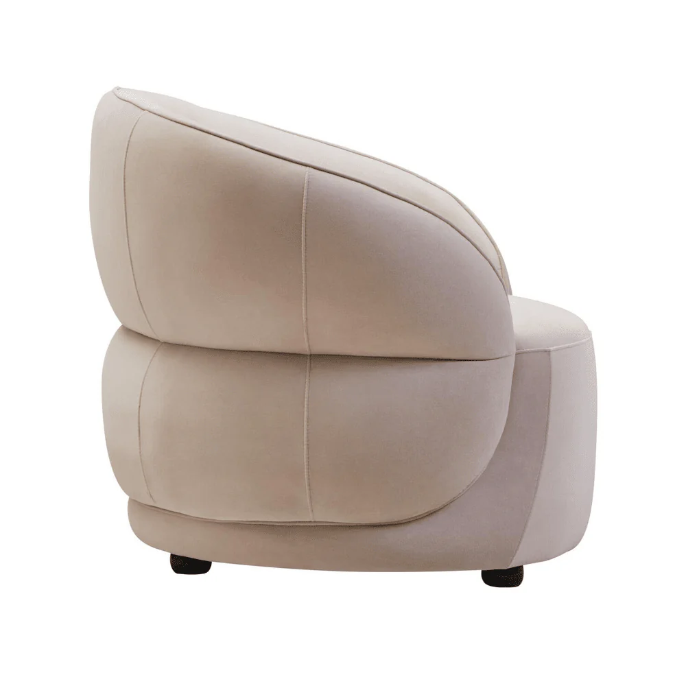 Cellio Stone Velvet Curved Armchair - Image 4