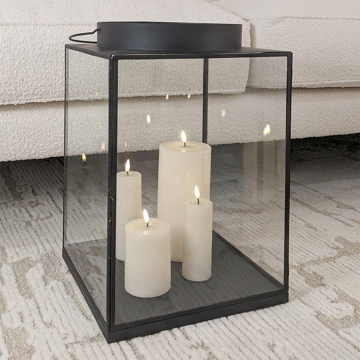 Chai Large Black Metal & Glass Lantern