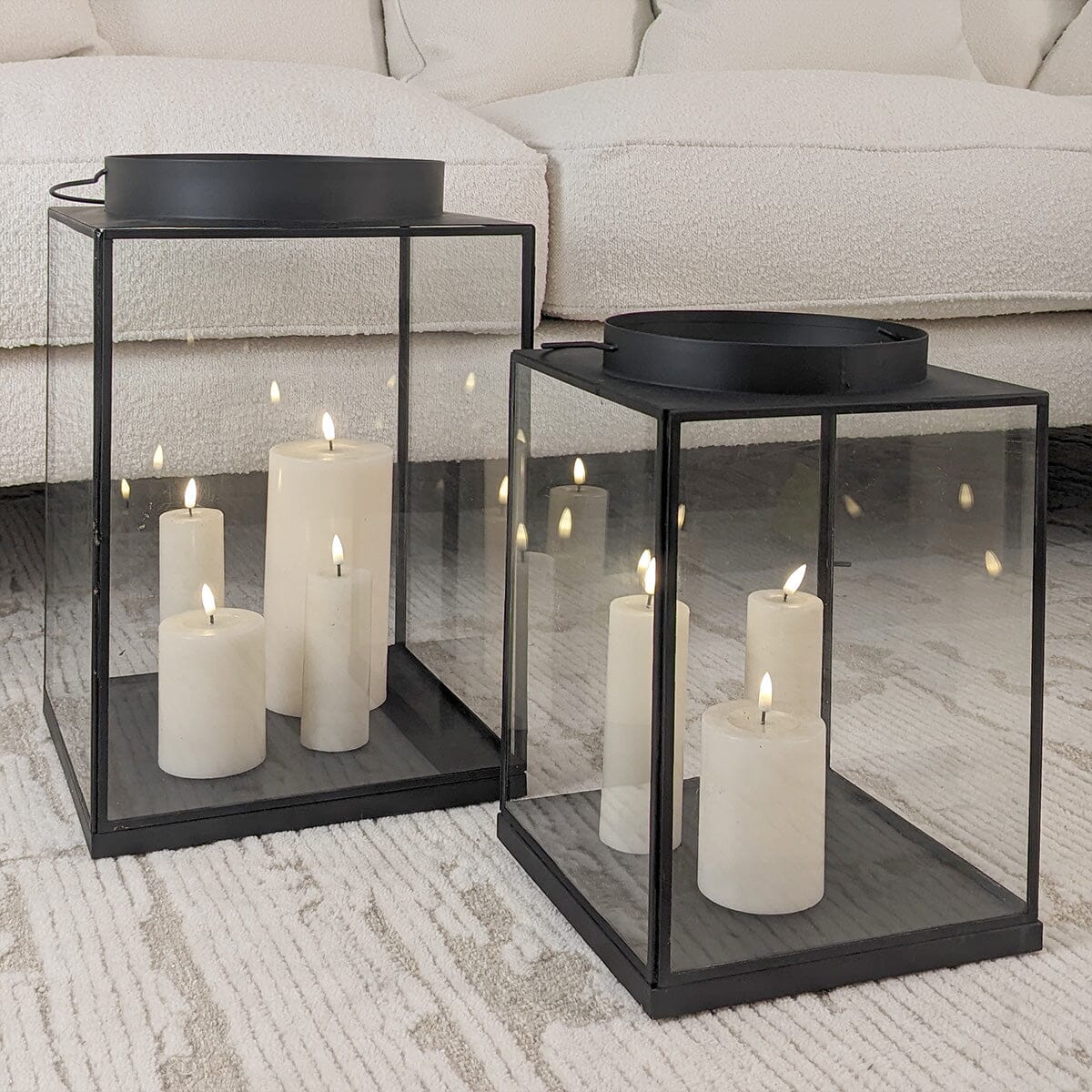 Chai Large Black Metal & Glass Lantern - Image 2