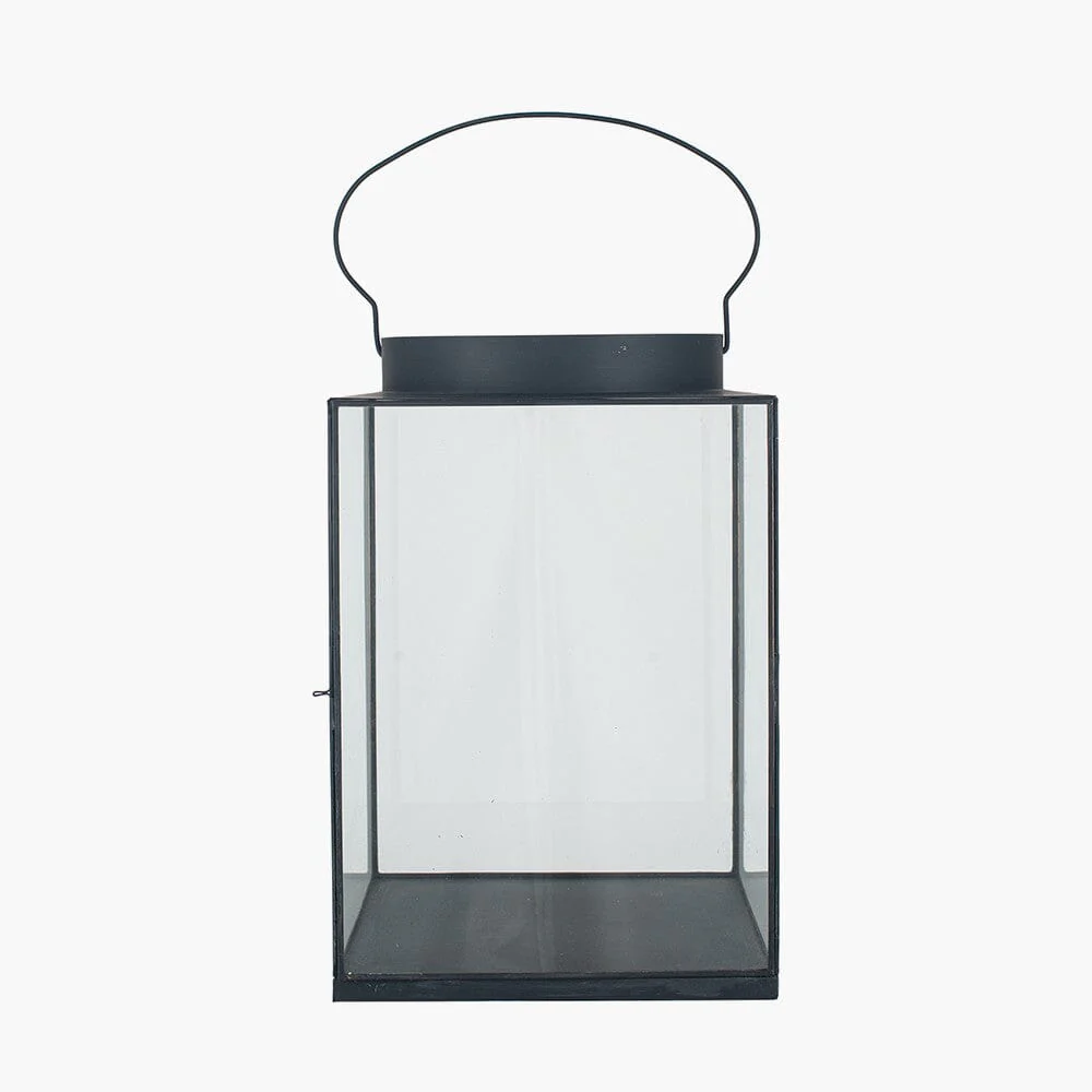Chai Large Black Metal & Glass Lantern - Image 3