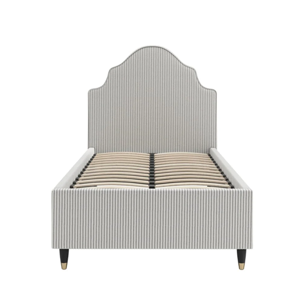 Charleston Grey Striped Luxury Curved Single Bed - Image 2