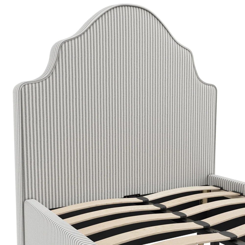 Charleston Grey Striped Luxury Curved Single Bed - Image 3