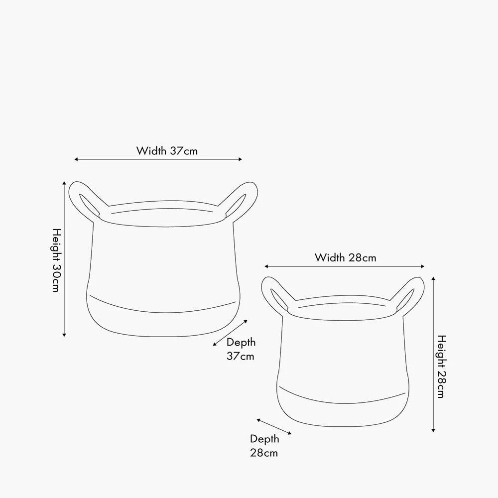 Chelle Natural & Black Set of 2 Round Baskets - Image 2