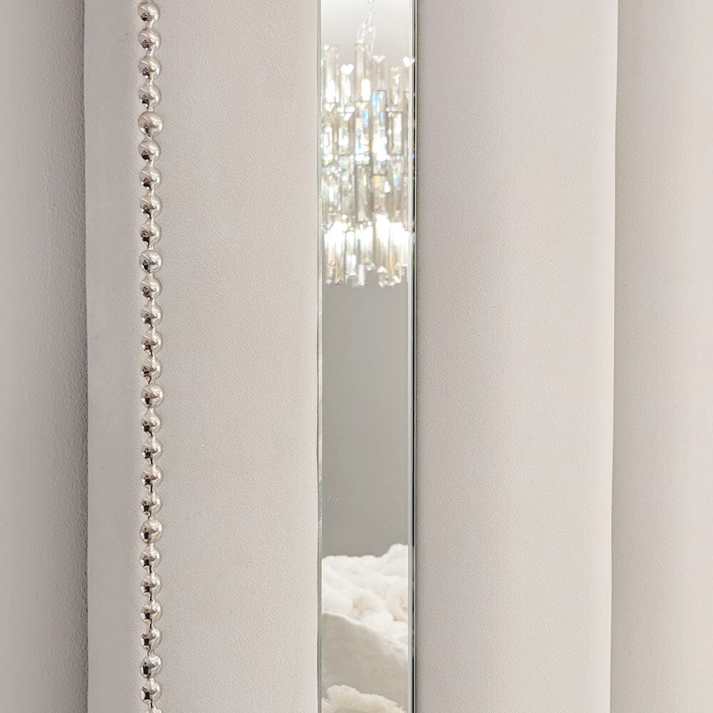Chelsea Cream Velvet Mirrored Studded Premium Channelled Headboard - Image 4