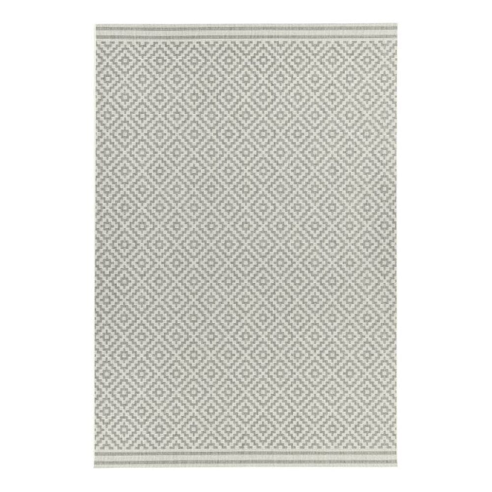 Cheshire Grey & White Diamond Print Washable Outdoor Rug - Image 3