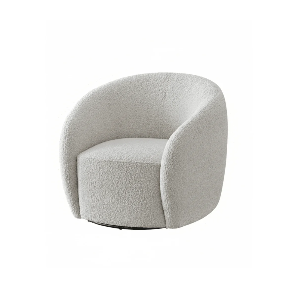 Chloe Curved Cream Teddy Boucle Swivel Chair - Image 2