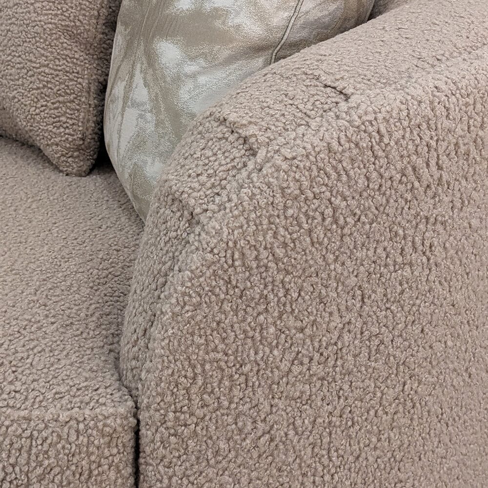 Chloe Curved Taupe Teddy Boucle Swivel Chair - Image 2