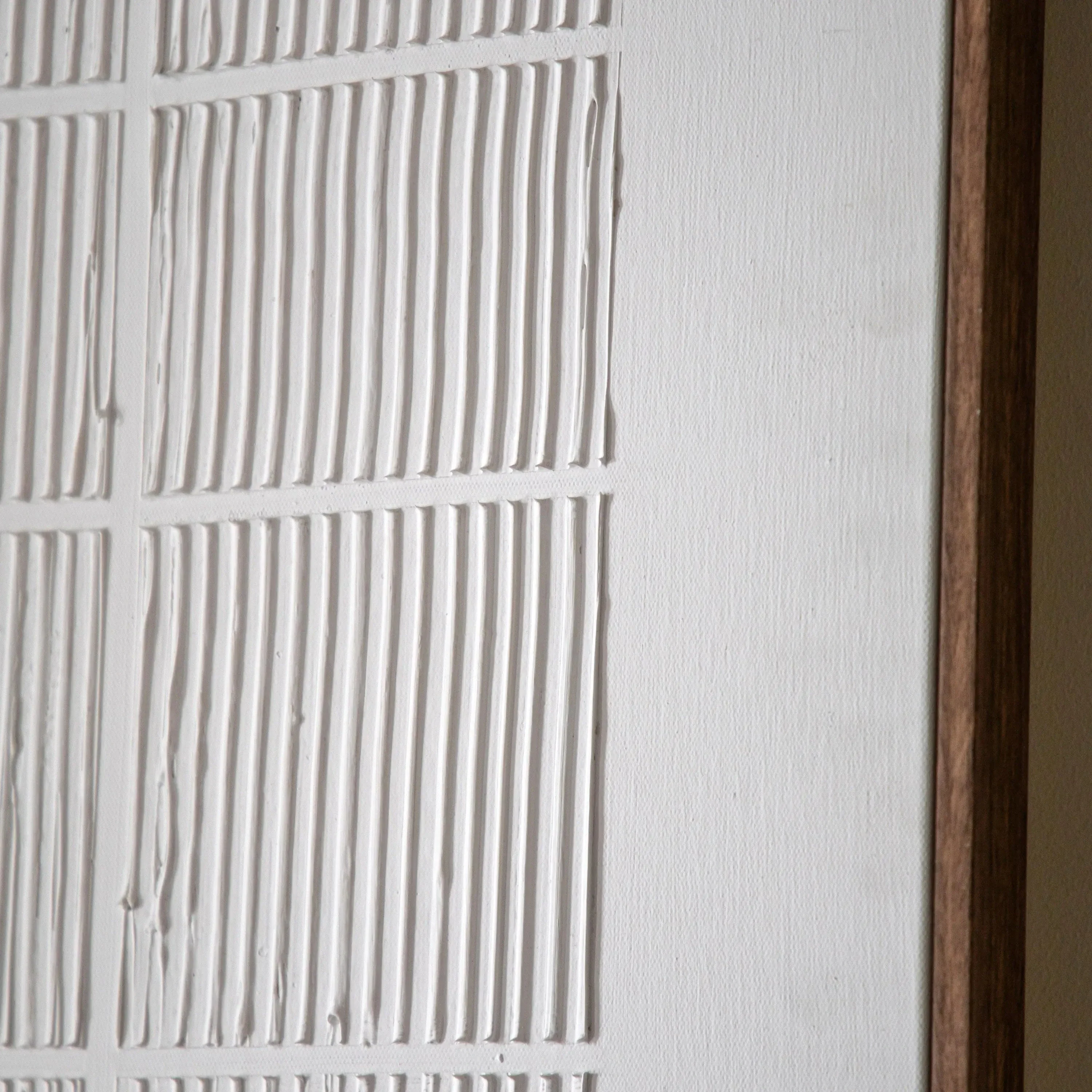 Clarendon White Textured Wooden Framed Canvas Wall Art - Image 4